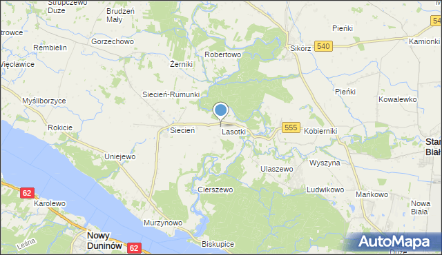 mapa Lasotki, Lasotki gmina Brudzeń Duży na mapie Targeo